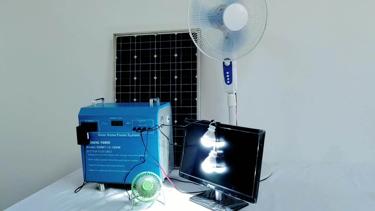 300w Complete Home Solar System Home Light System Power Kit Tv And Fan