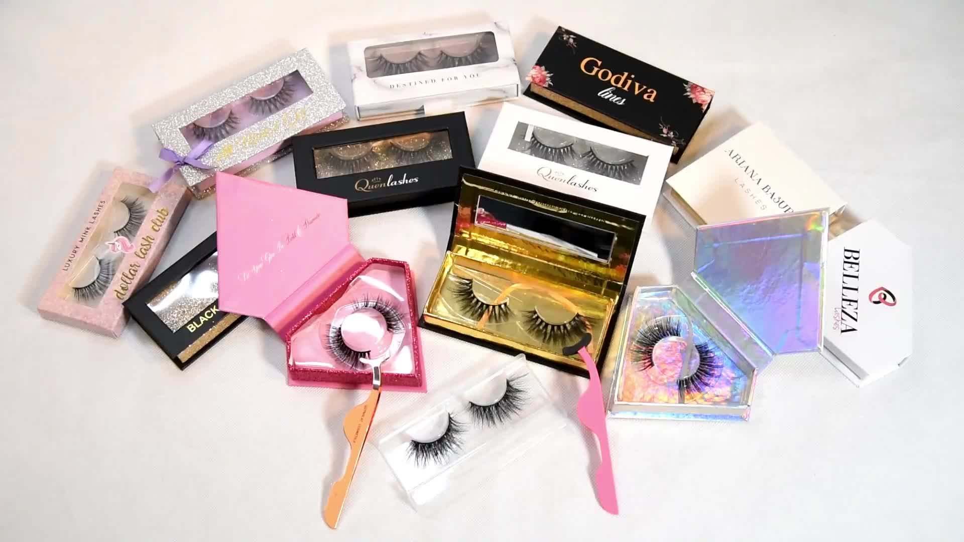 Wholesale 25mm Full Strip Eye Lashes Luxury Eyelash Packaging Box Custom Private Label 3d Mink
