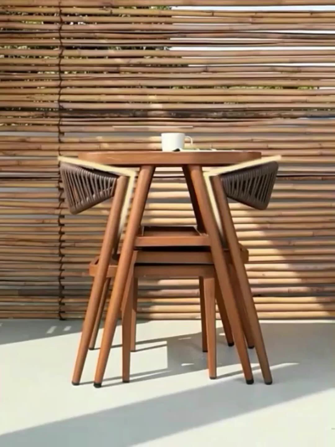 French Modern Space Saving Metal Aluminum Patio Bistro Dining Chair And