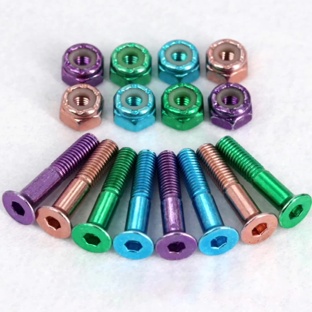 Quality Fastener Factory Steel Allen Head Hardware Colorful Longboard Bolts And Nuts Skateboard