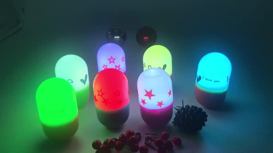 Led Gift Colorful Night Lighting 3d Pill Tumbler Lamp Baby Newest