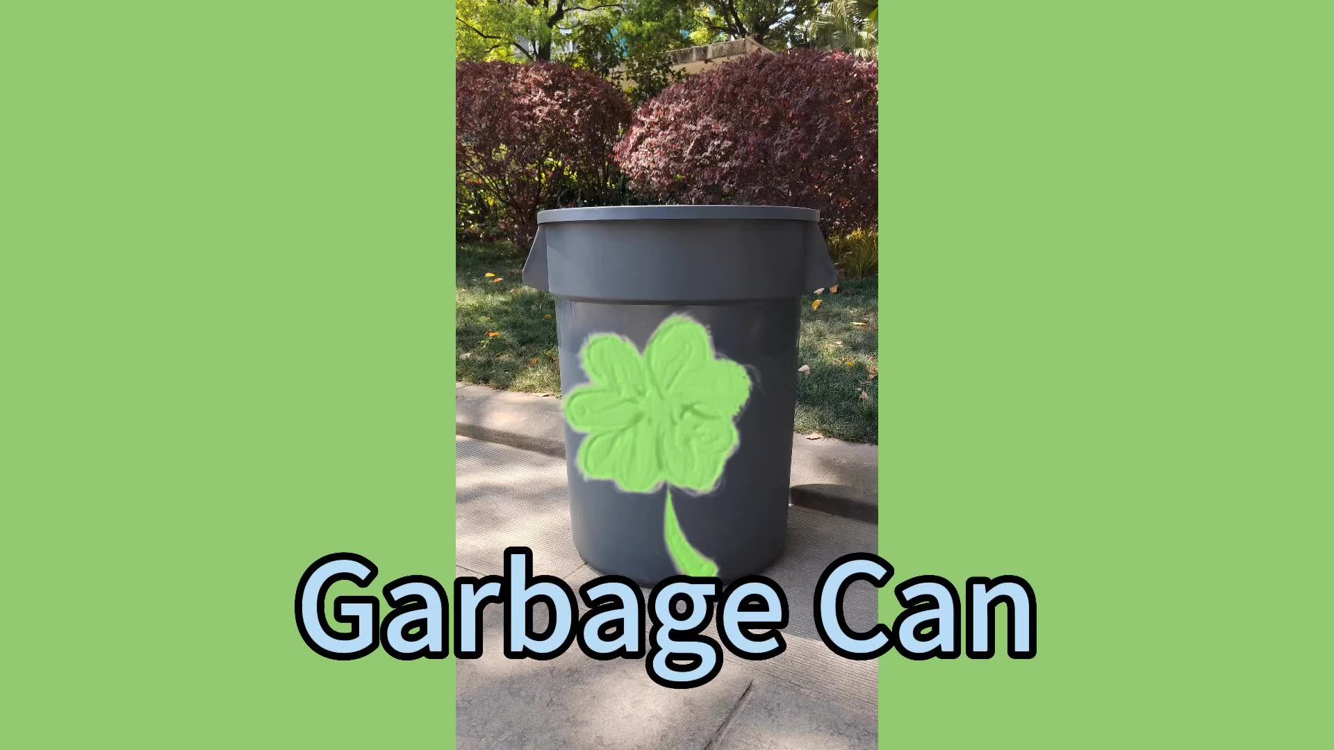 32 Gallon Kitchen Trash Round Waste Container Storage Bin Industrial Wheeled Blow Molded Outdoor