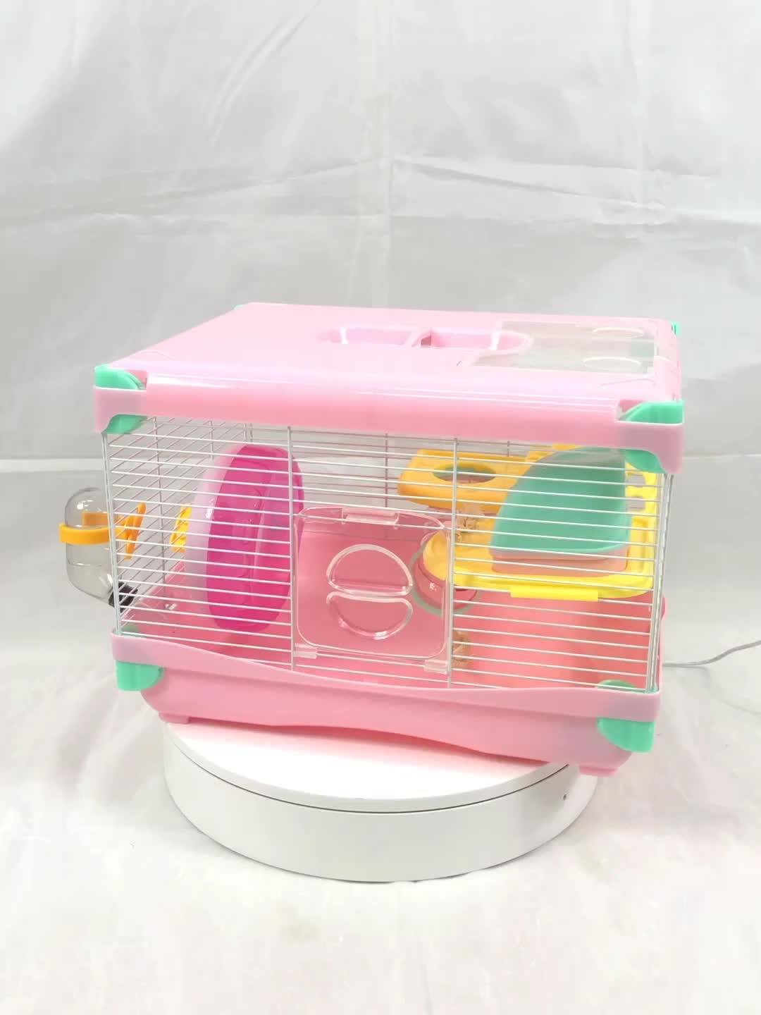 Hamster Cage Princess Carrying Cage Pink Color,Wire Mesh Rabbit Cage,3