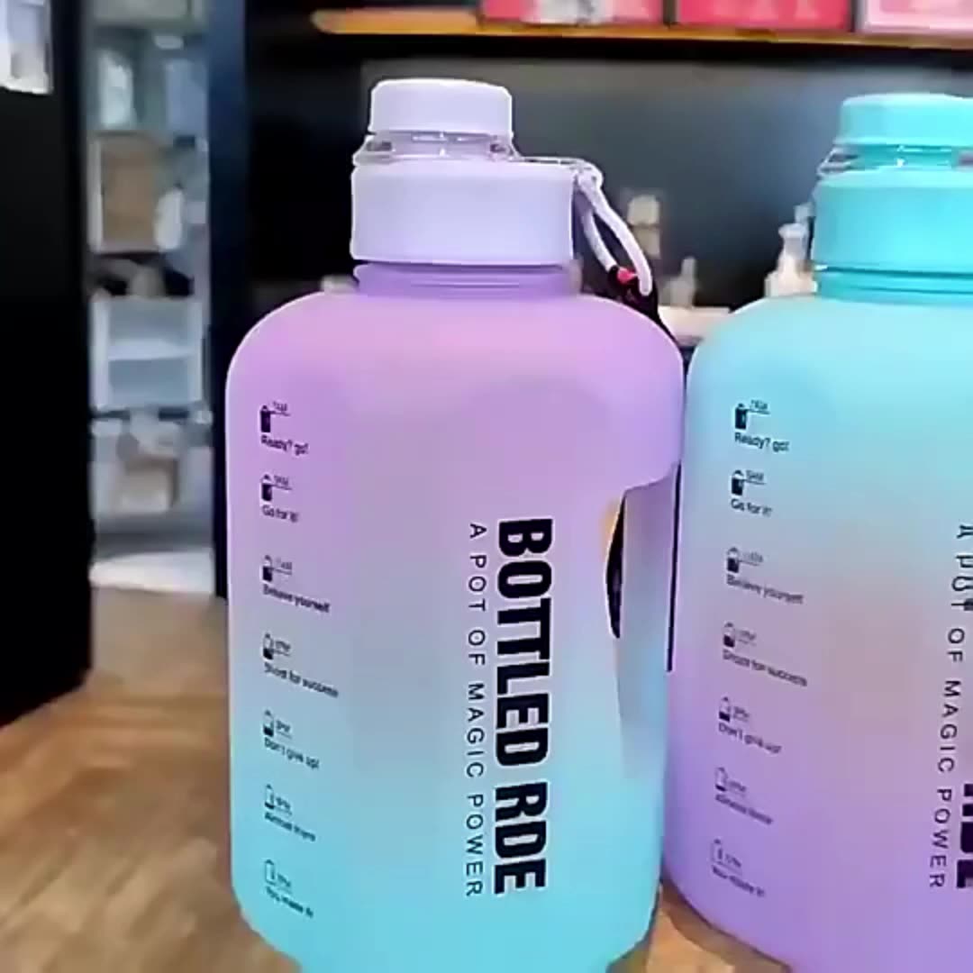 Large Water Bottle Gym And Outdoor Sports Motivational Bottle Time