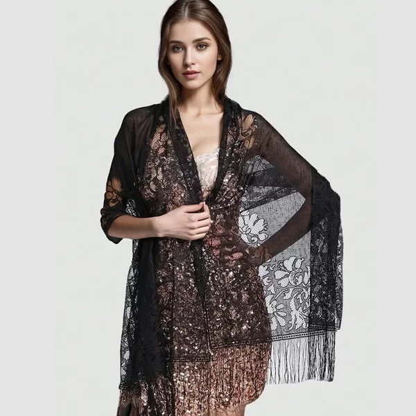 Cross-border new summer Malaysia solid color lace hollow tassel long scarf shawl scarf hijab women