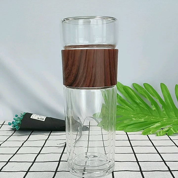 Double Wall Glass Water Bottle Infuser Tea And Water Separation