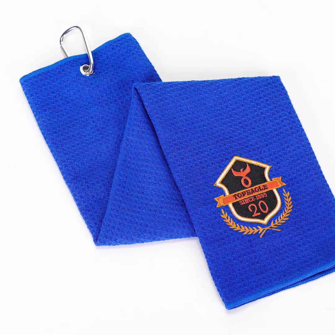 Wholesale Customized Logo Golf Towel With Zipper Gift Sports Woven