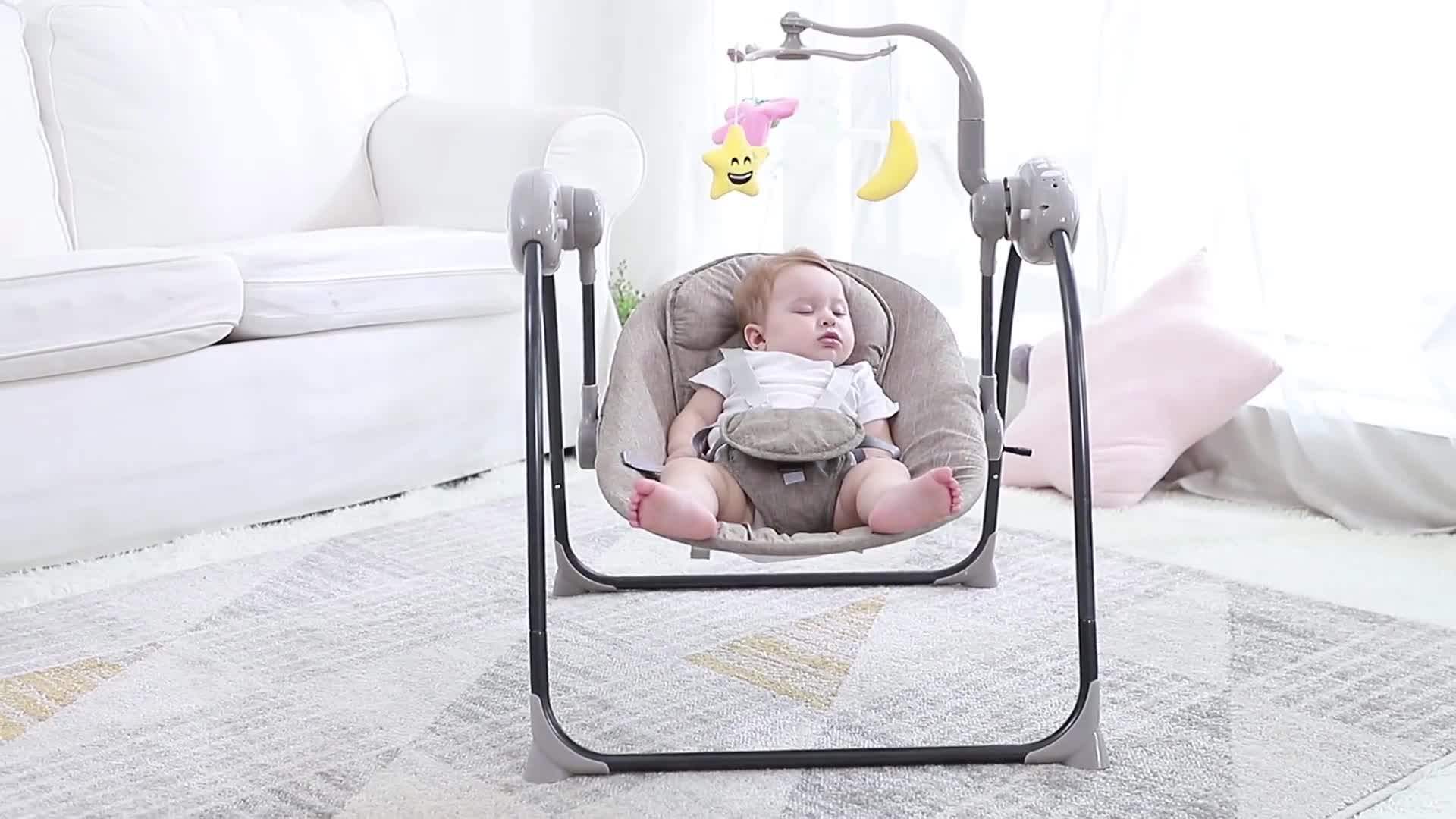 Foldable Rocking Chair Vibrating Baby Cradle Swing Electric Baby