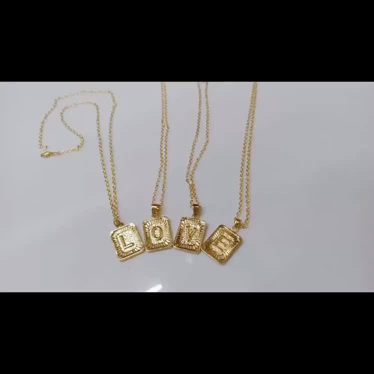 Women Men Jewelry Medal Square Gold 