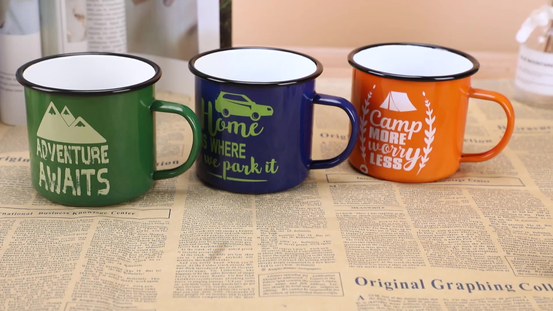 Wholesale Custom Sublimation Cups Coffee Camp Christmas Enamel Mug