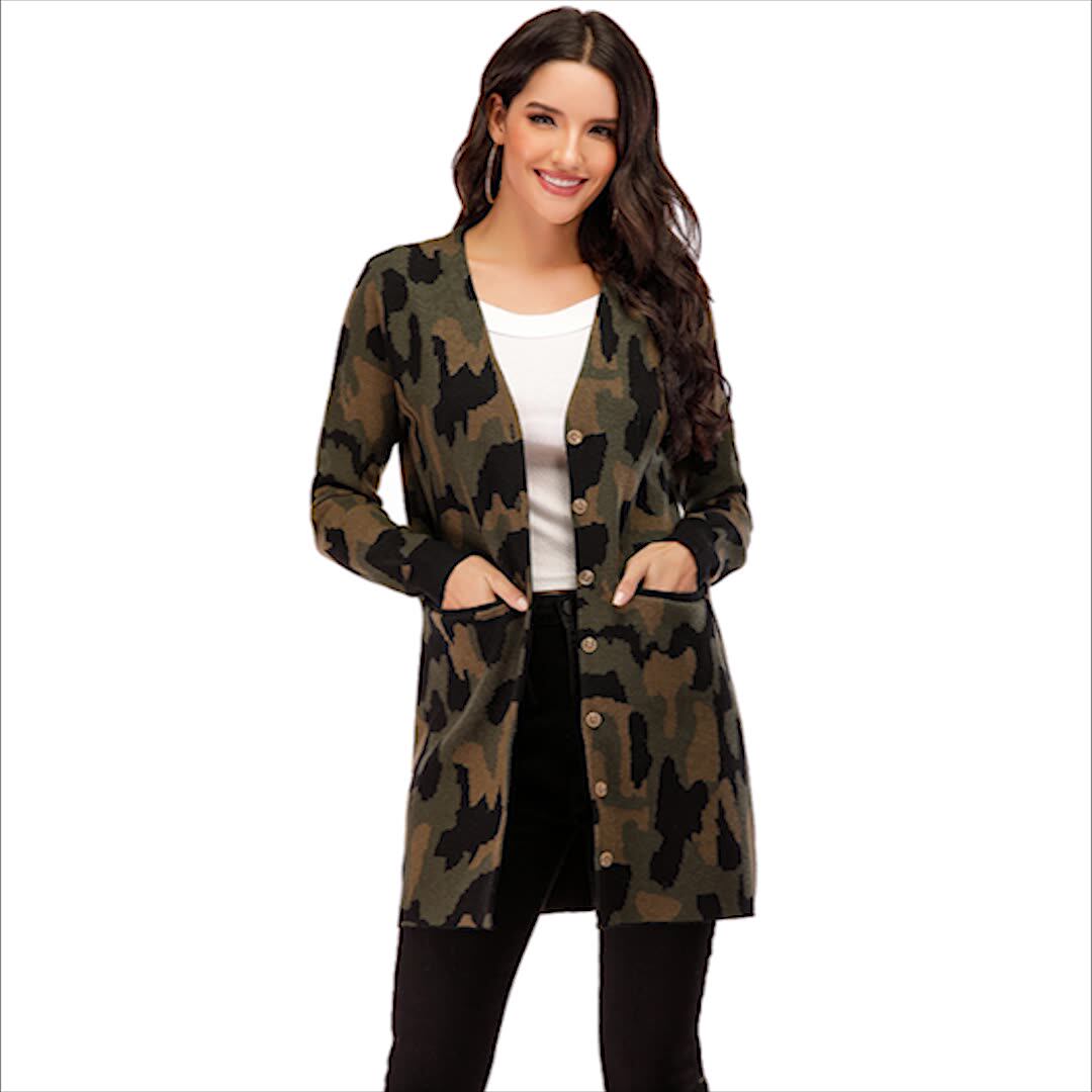 Sweater,Camouflage Cardigans 