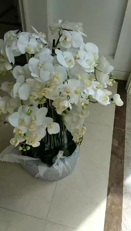 High Quality Luxury Artificial Orchid Potted Plant With Earth Leaves