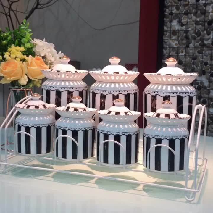 Ceramic Canister Sets With Metal Stand For Storage Coffee Buy