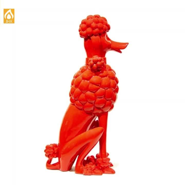 Fiberglass Dog Statue Lovely Resin Red Poodle Dog Statues For Sale