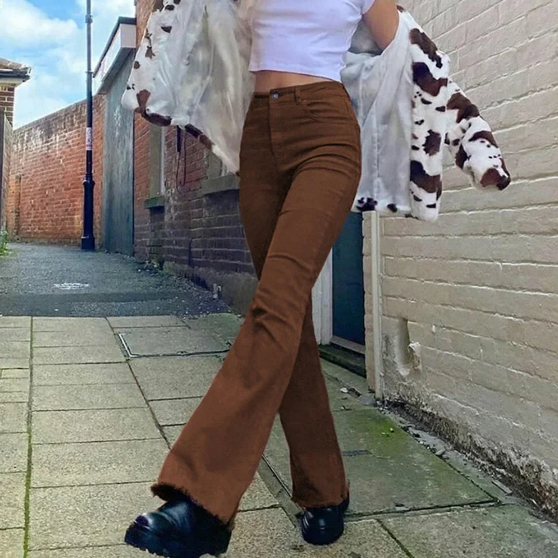 Micro-flare high-waisted slim jeans 2022 Autumn and Winter European and American Cross-border Foreign Trade Amazon new women's clothing hair delivery trend