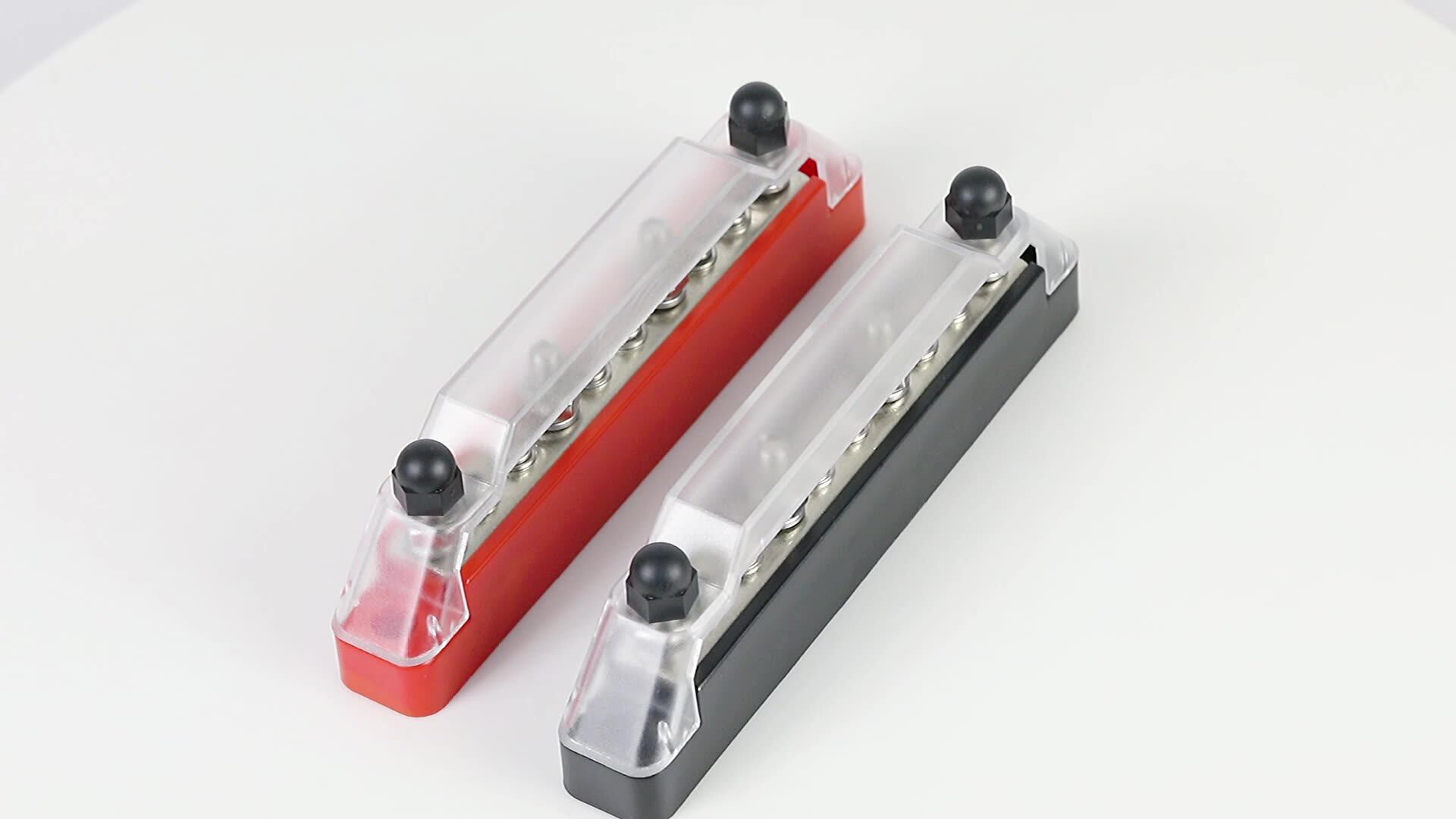 2 Stuks Power Distribution Terminal, DC12V‑48V 150A Power Distribution Block 6 Studs M6 Battery Bus Bar voor Car RV Yacht Boot Zwart Rood
