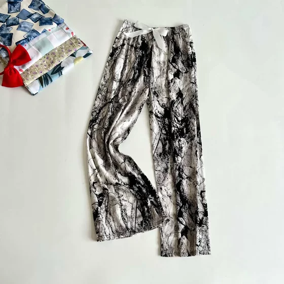 Cotton Silk Pajamas Pajamas Women's Summer Thin Cotton Silk Spring and Autumn Outer Wearing Loose Long Home Air Conditioning New Wide Leg Pants