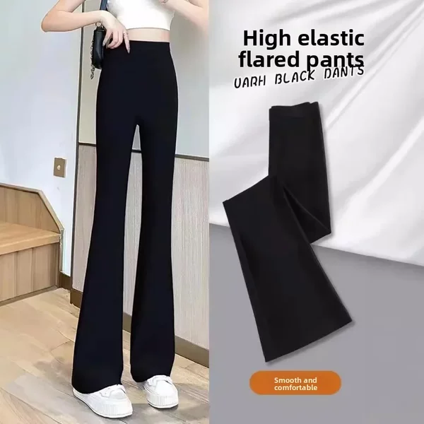 Bell-Bottomed Pants for Women 2023 New Summer Thin Stretch Draped Suit Spring Style High-Waisted Slimming Look Black Boot-Cut Pants