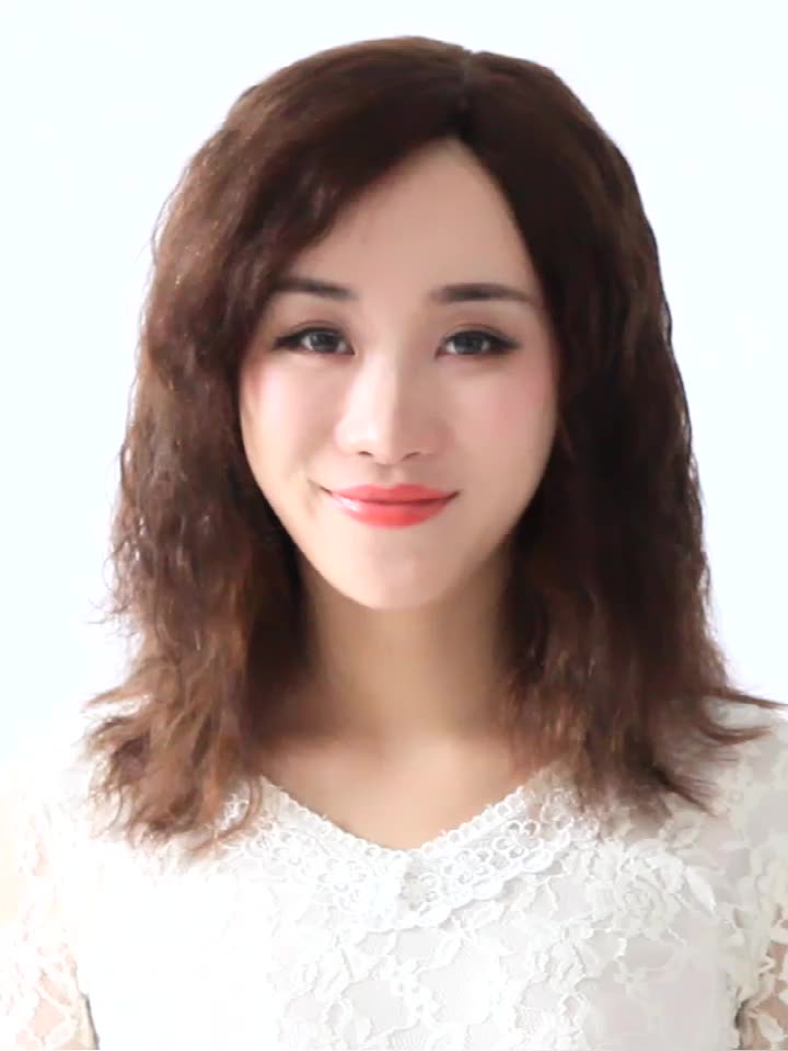 Blue Silk Dai wig Fluffy head incognito cover white real hair patch Hand weaver thin short curly hair invisible patch block