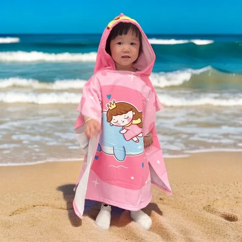 Children's bath towel cloak, baby quick-drying, ultra-fine fiber hooded cute children's cloak bath robe