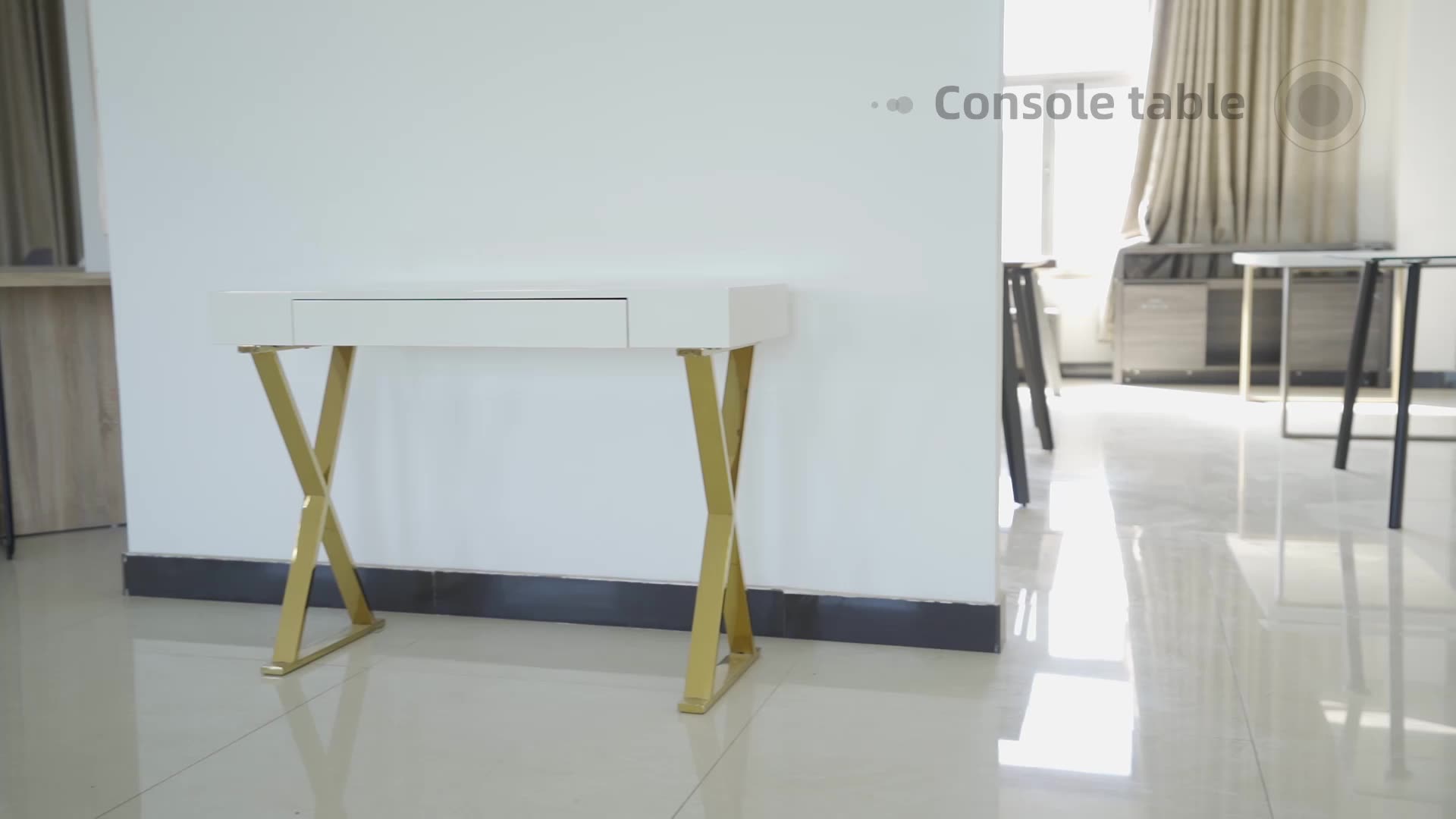 Beautify Mirrored Dressing Table Console Gold Round Mirror Italian