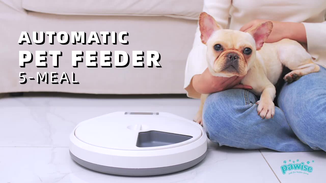Pawise Smart Electronic Adjustable Five Meal Tray Dispenser Timed Slow Food Water Bowl Dogs Cats