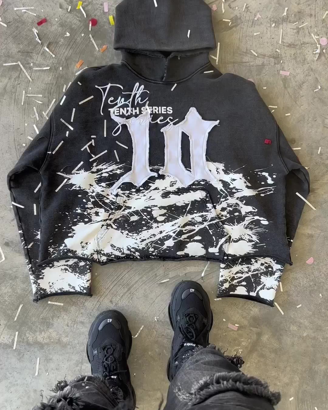 Custom Manufacturer 3d Embroidery Distressed Patch Hoodies Print Cut And Sew Men Cropped Stone