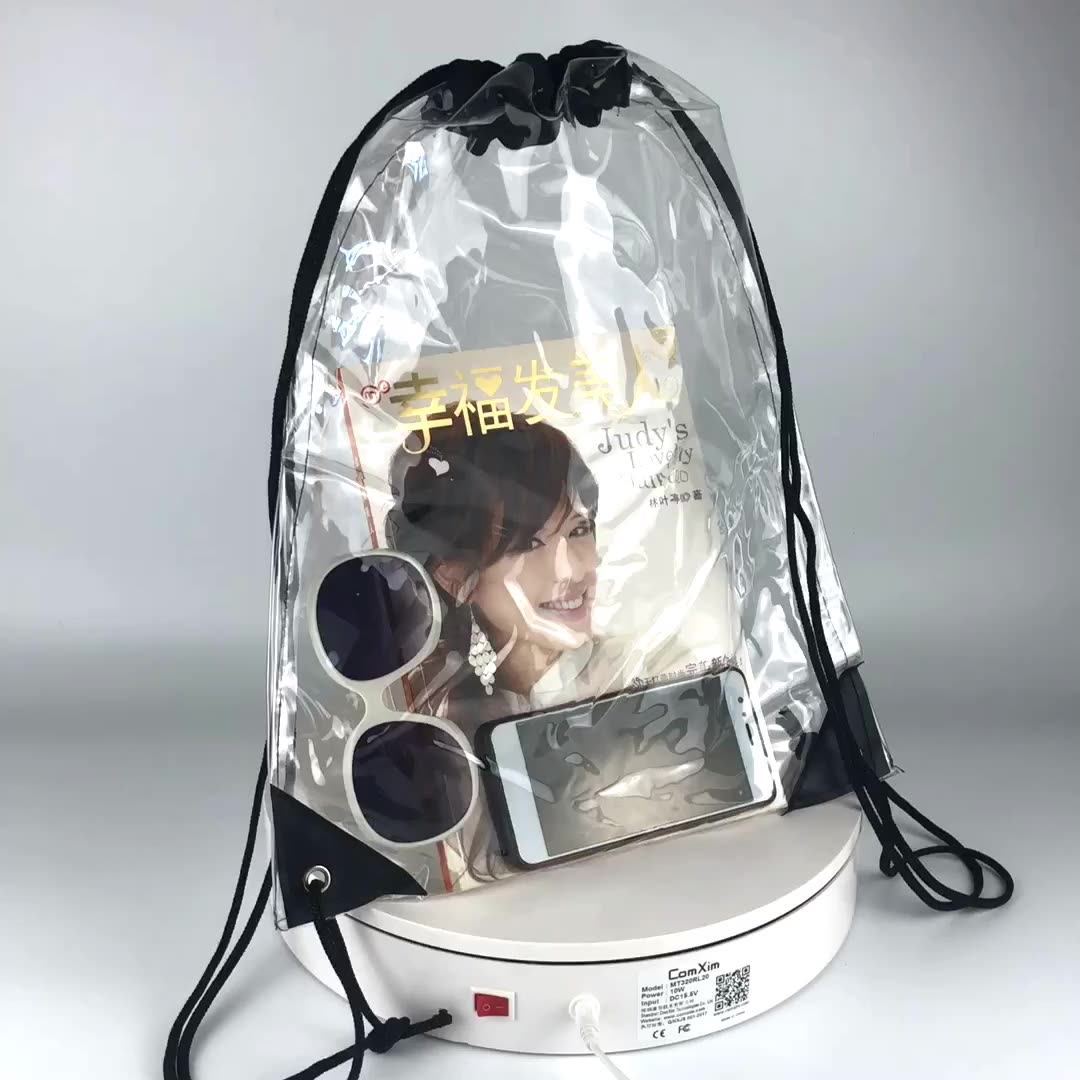 Clear Pvc Kids Drawstring Bag Mesh Waterproof Children Backpack Plastic