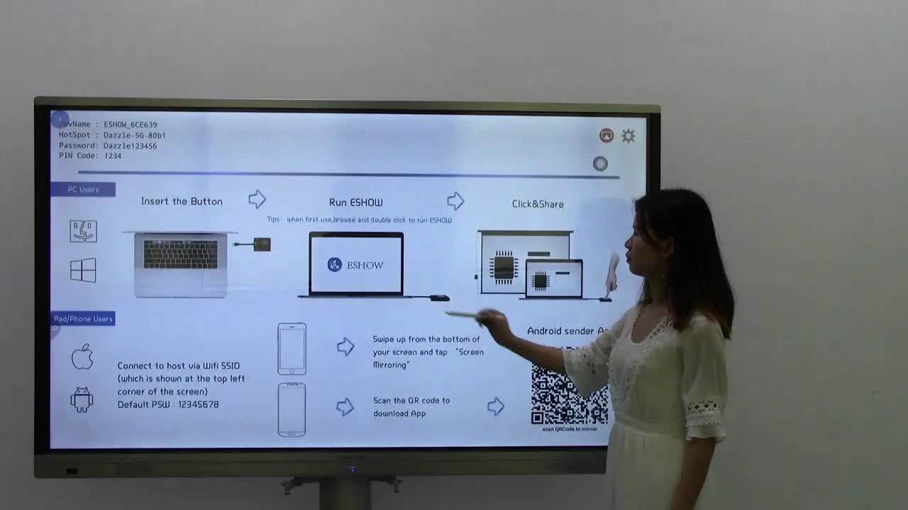 Electric Touch Smart Board 65 Inch Multi Function Interactive Display