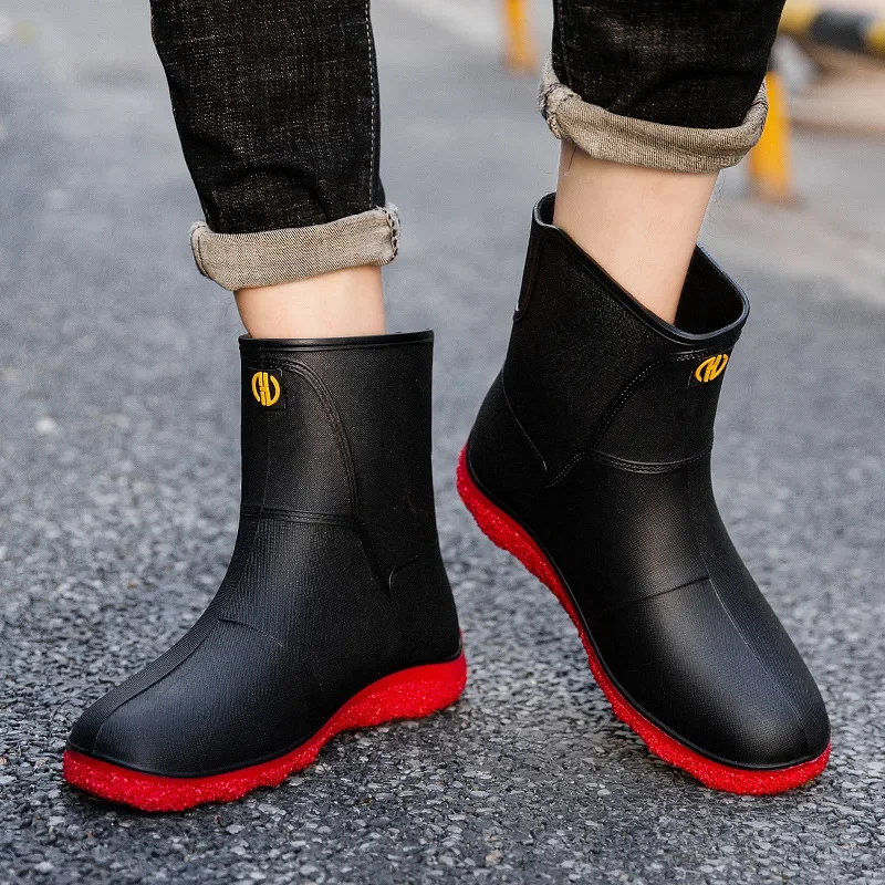 Haili Shark New Fashion Waterproof Daily Rain Boots Adult Men's Work Rain Boots Plastic Middle Tube Rain Boots Water Boots