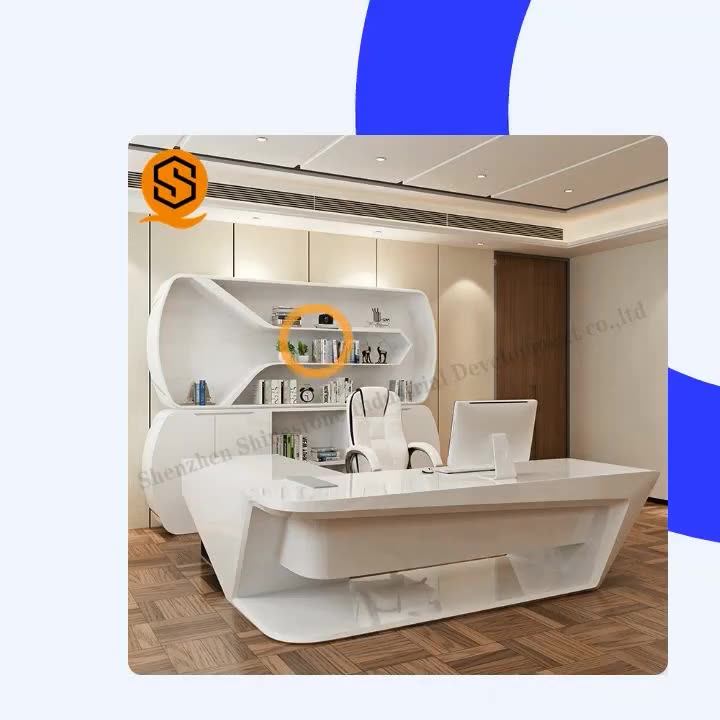 Modern Corians Solid Surface Office Furniture Ceo White Office Table