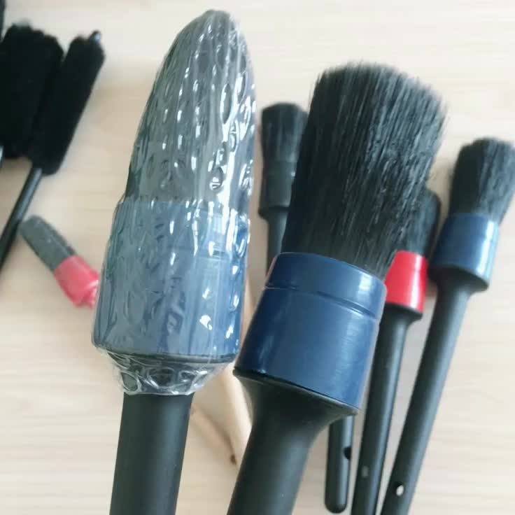 Amazon 2018 New Natural Soft Boar Bristles Car Detailing Cleaning Brush