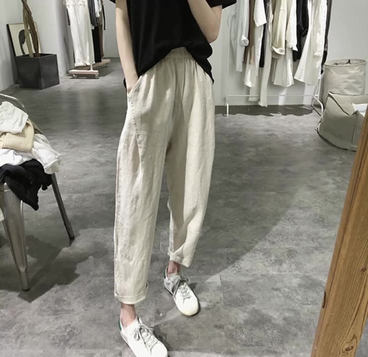 亚麻九分哈伦裤｜小个子显高公式×大码友好，夏日通勤的呼吸感优雅