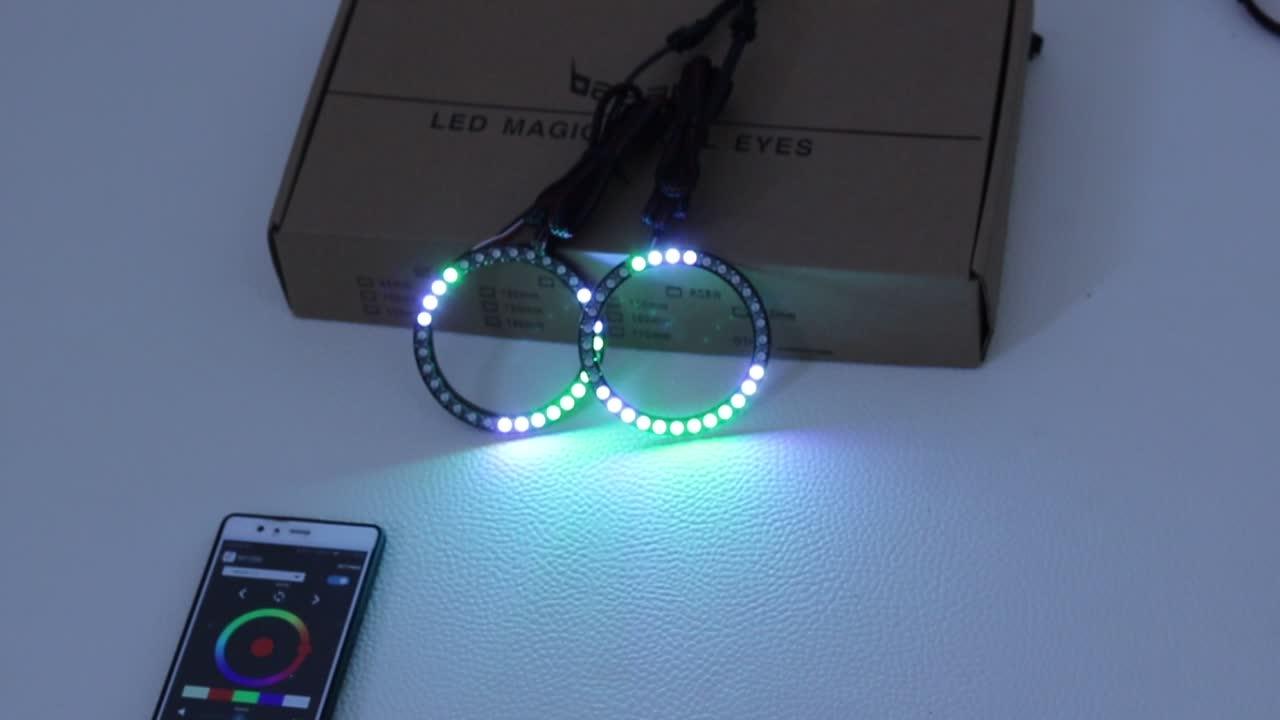 12v Rgb+w Chasing/flow Led Halo Rings Headlight Universal Fit Halo Ring