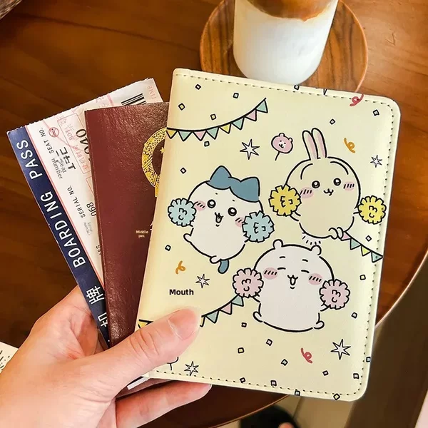 Jiyikawa Sweet Passport Holder Document Bag Protective Cover Multi-Functional Card Holder Portable Storage for Overseas Travel