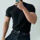 British yuppie men's summer T-shirt slim small neckline short sleeve muscle suit inside foreign trade cross-border wholesale
