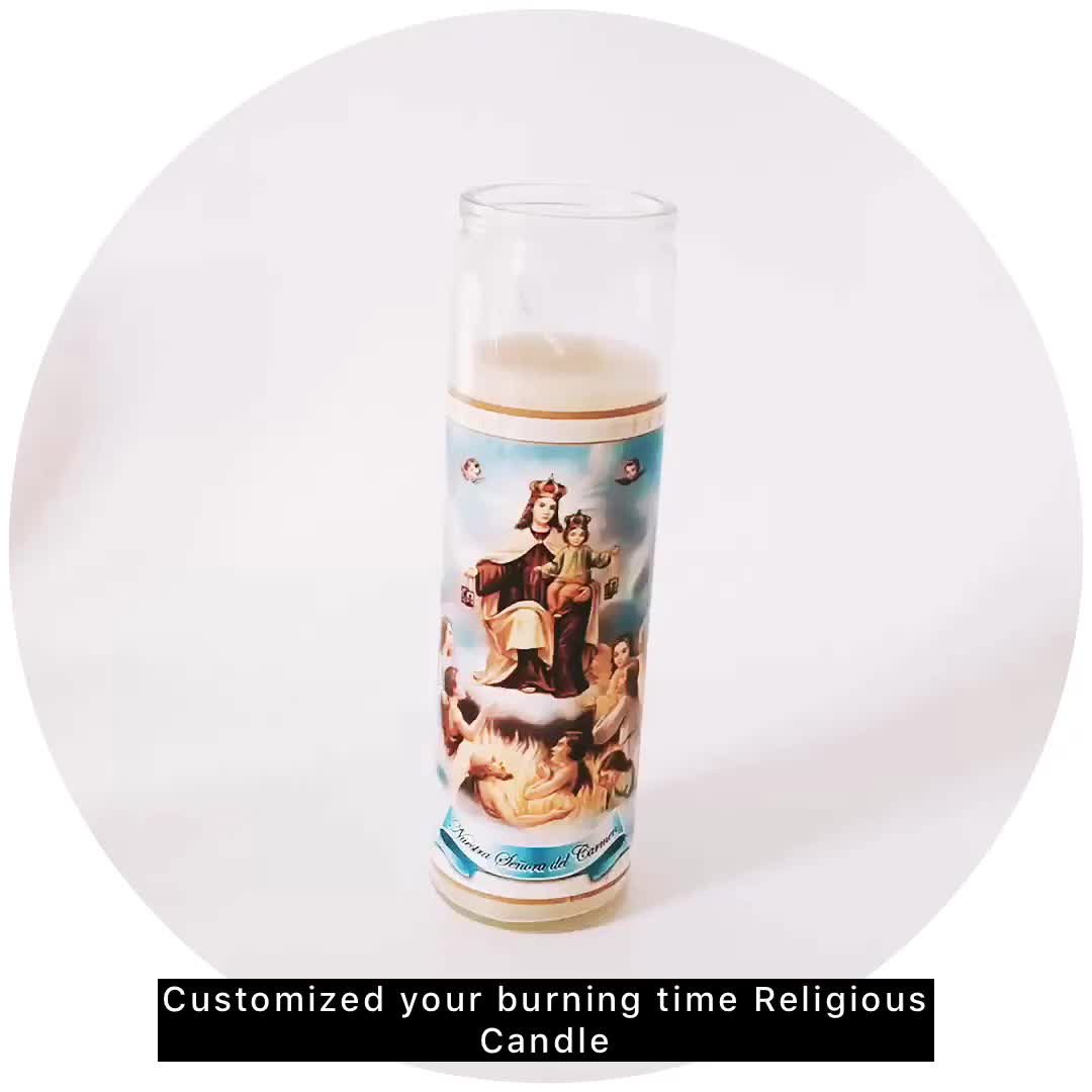 Glass Religious Candles And Devotional 8 Inches Glass Jar Religious