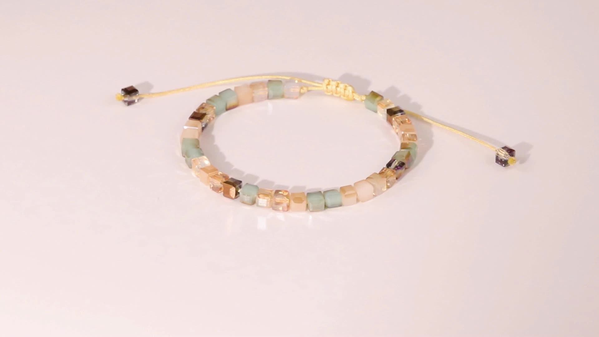 Fashion Multi Color Crystal Bracelet Handwoven Square Crystal Beads