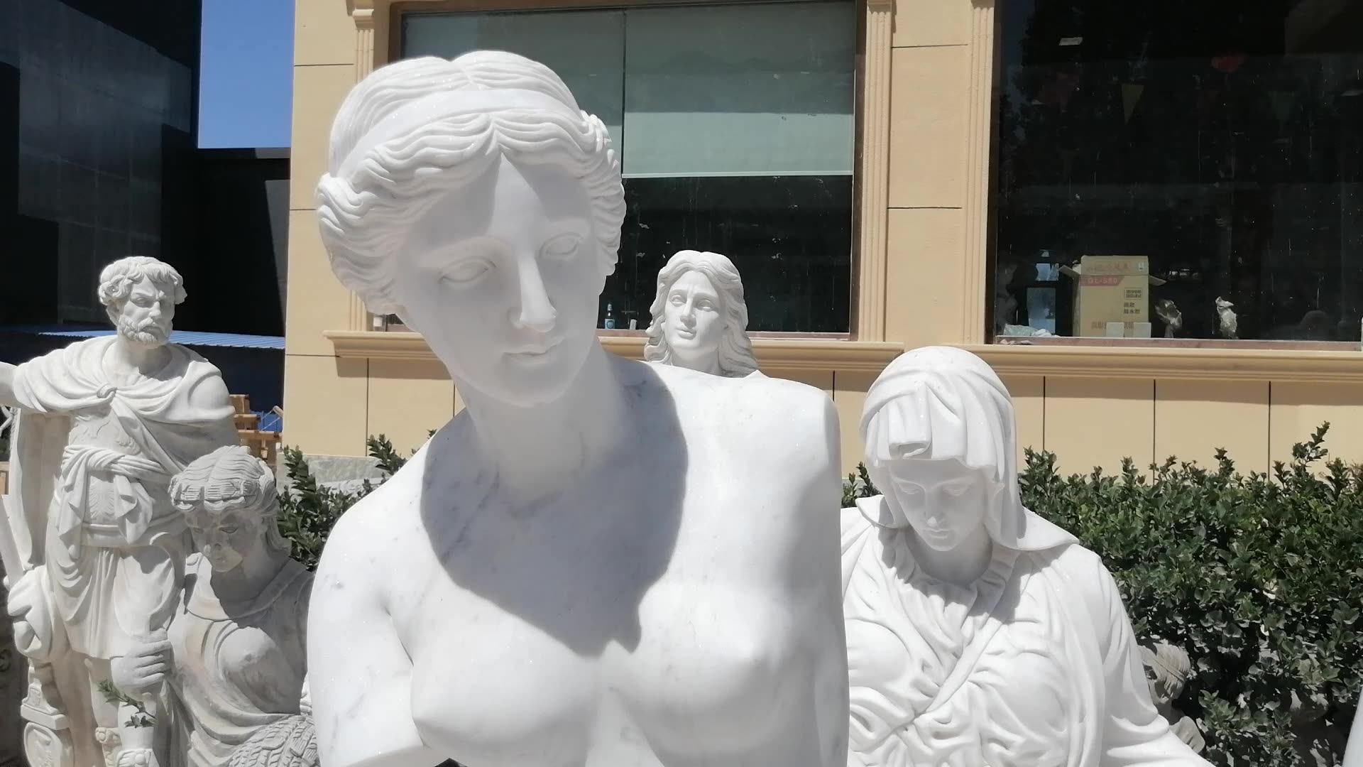 Quyang Garden Decoration Handcarved White Marble Life Size Naked Man 