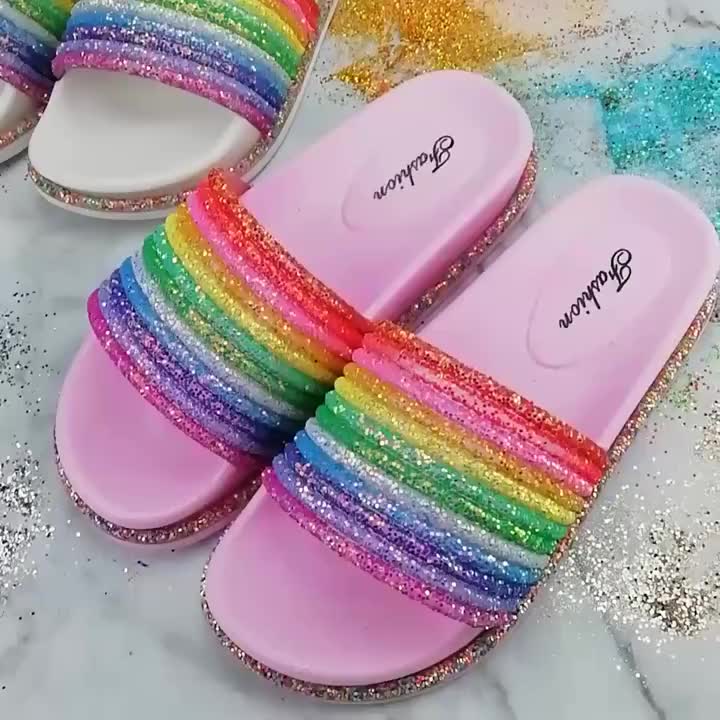 joules rainbow slippers womens