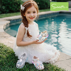Flashing Light Shoes | Snuffy Girls' Sandals Summer New Style Children's Soft Sole Non-Slip Princess Baby Closed-Toe San