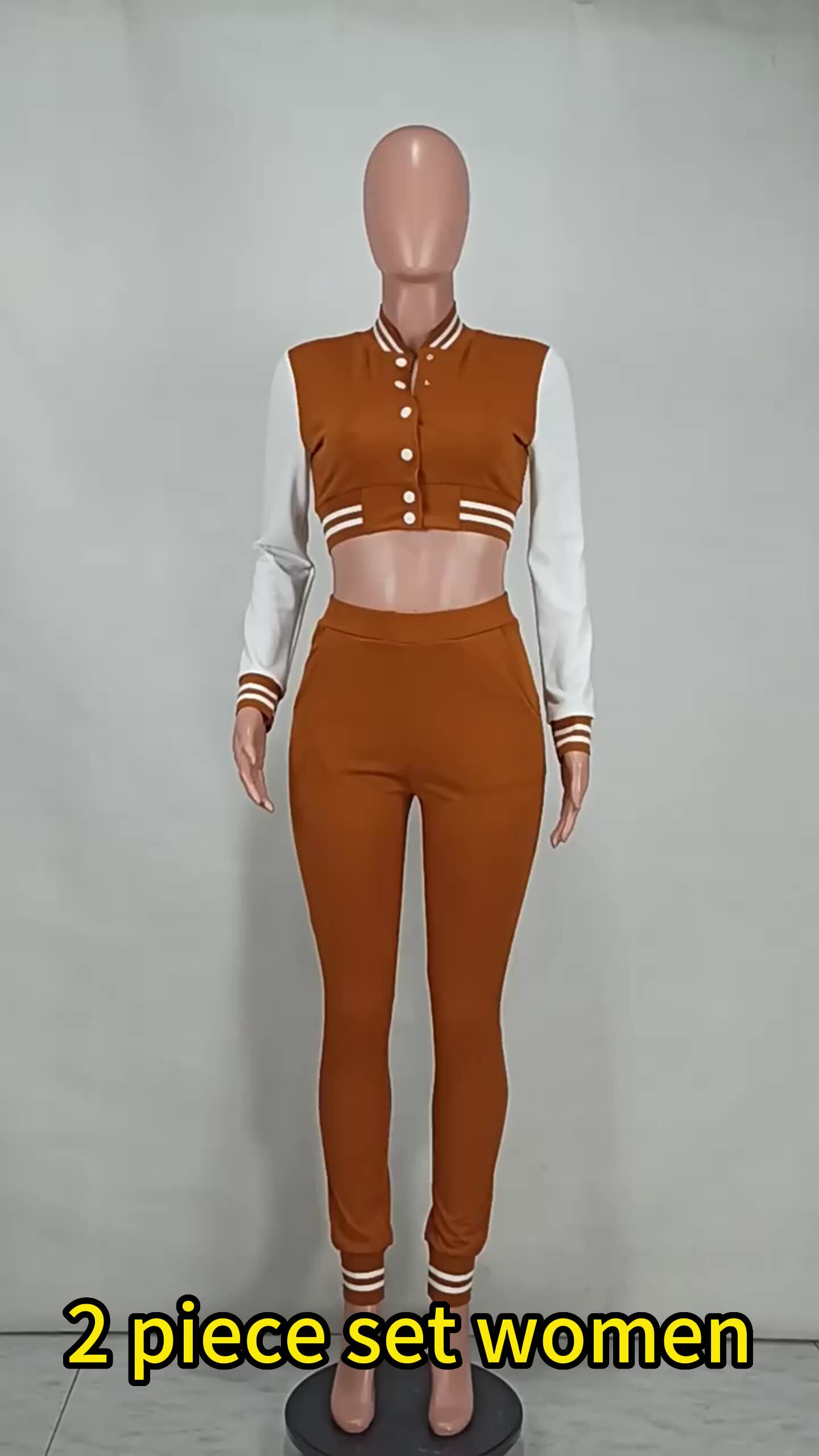 Womens Baseball Jacket And Pants Two Piece Set