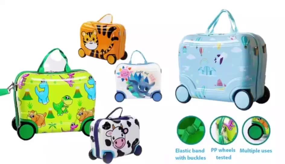 4 Wheels Child Travel Luggage Case Toy Kids Ride On Luggage Suitcase