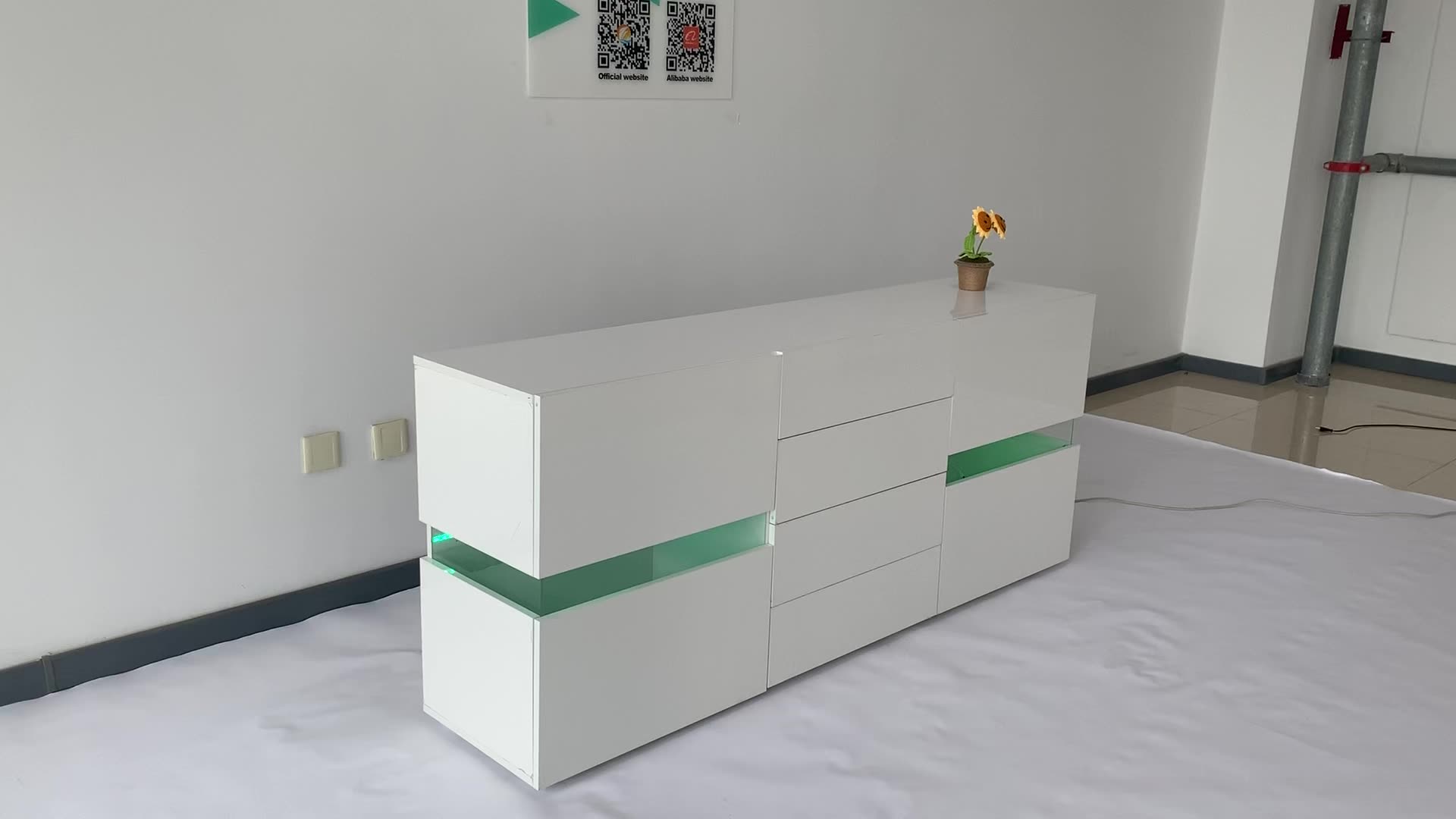 Blanca/negra Blanco/negro De Alto Brillo Gabinete De Almacenamiento De