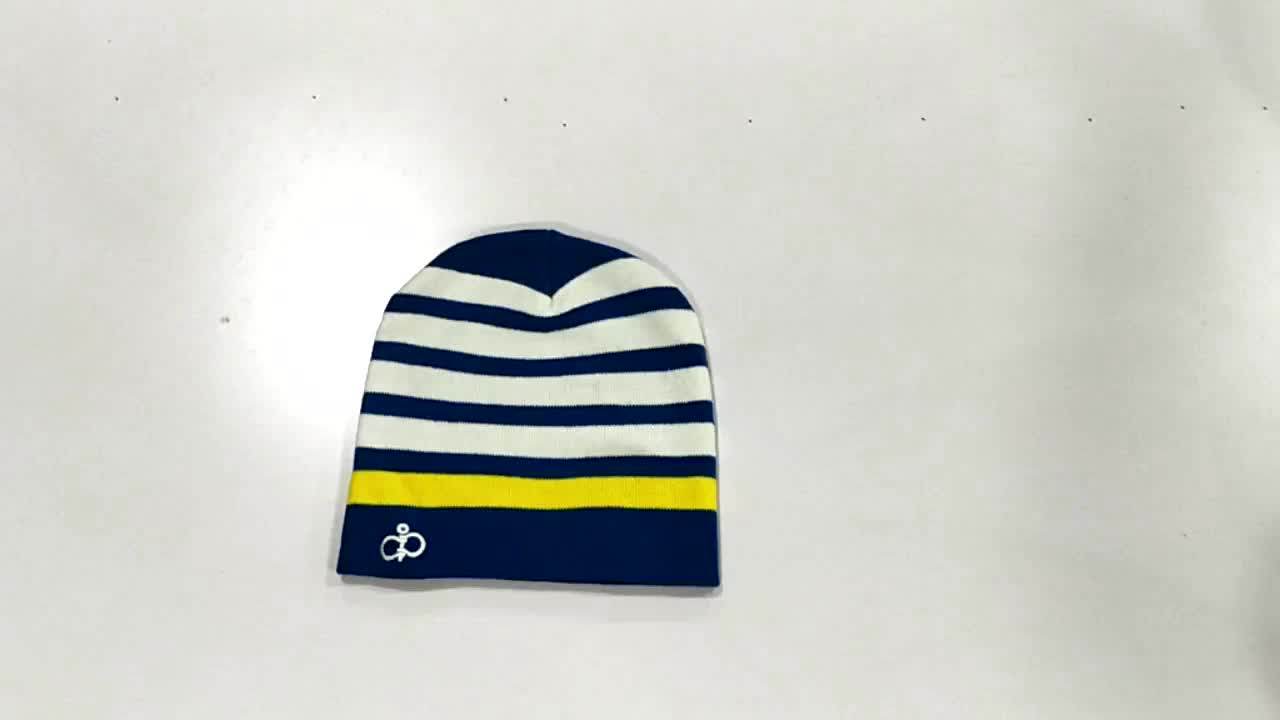 Winter Custom Beanie Hat Stripe Caps Cheap Sports Beanie Wholesale Knit