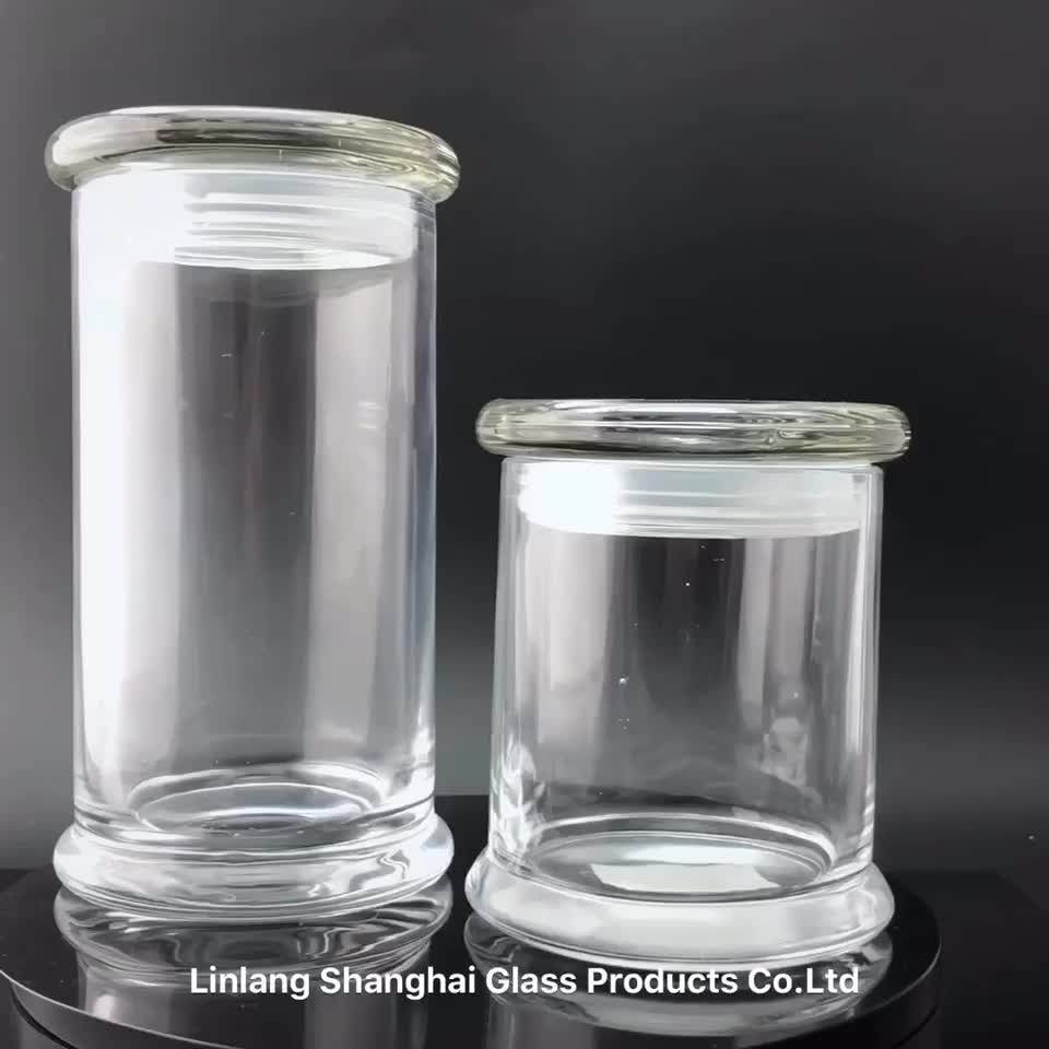 Linlang Shanghai Air Tight Glass Jar Libbey Status Glass Jars With Flat Glass Lid For Candle