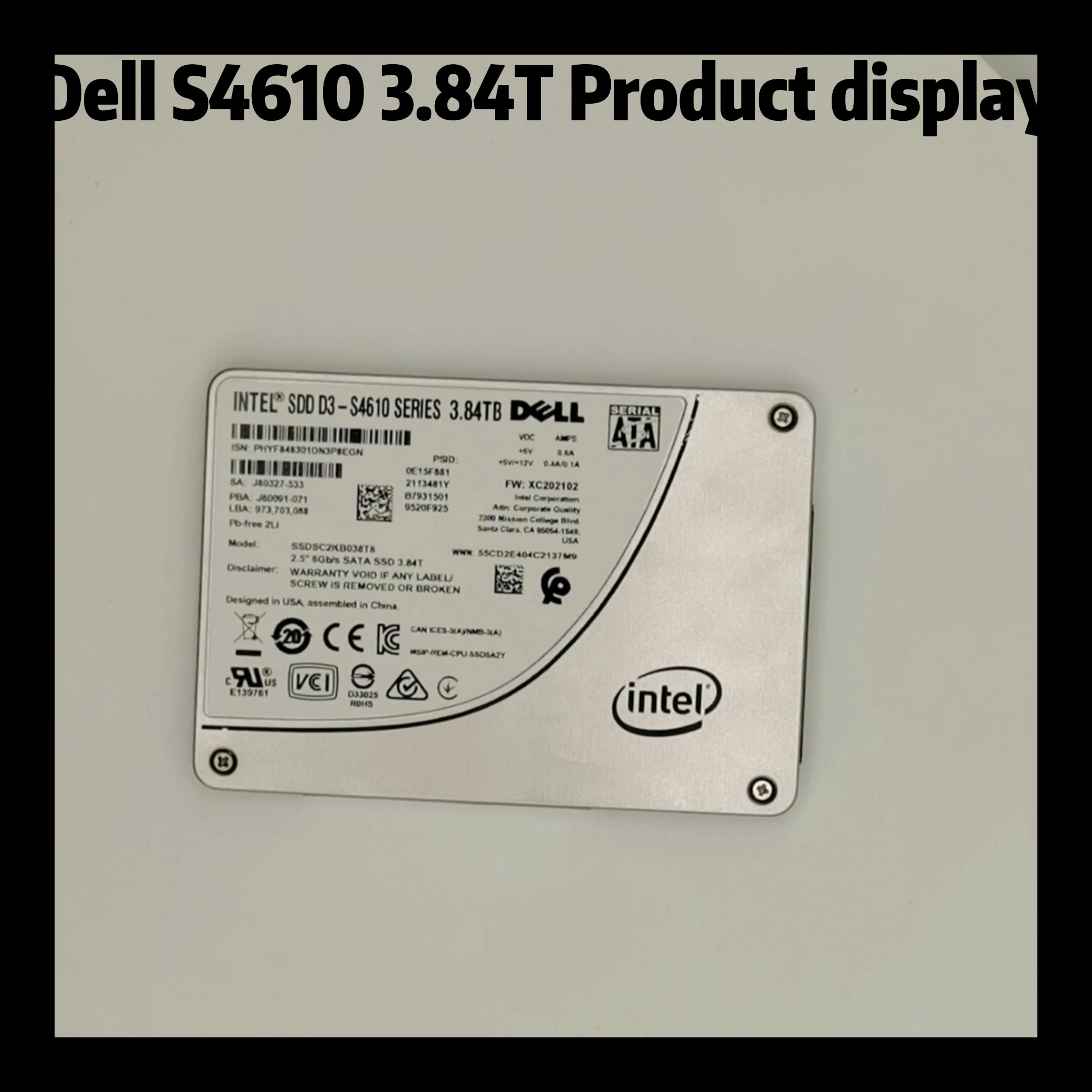 Solid State Drive Intel S4610 S4510 Ssd 3.84tb 2.5 Sata ...