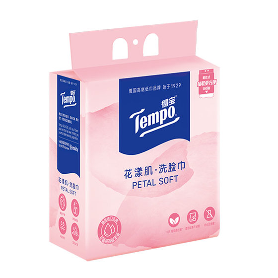 Tempo/得宝洗脸巾蓬松加厚花漾肌悬挂式160抽*1包