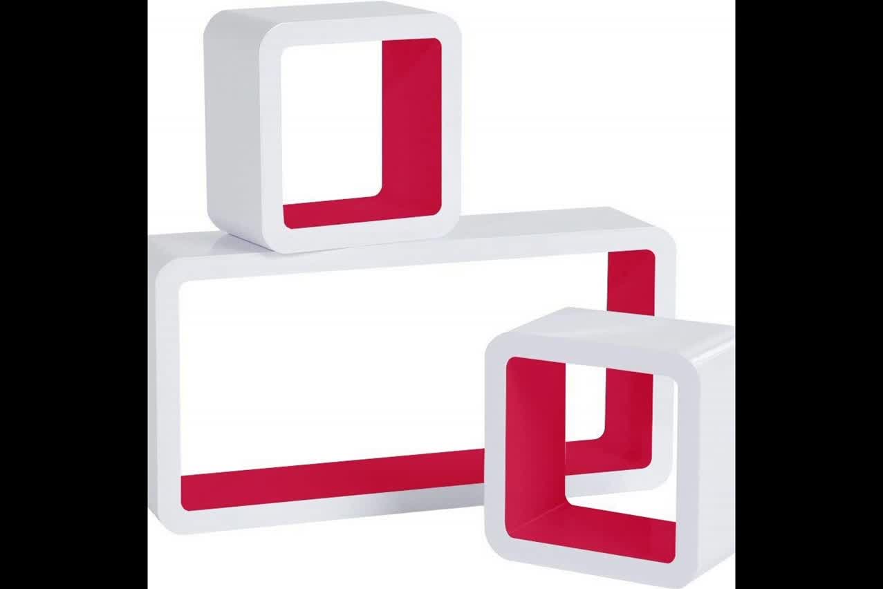 Beautiful Cube Big Round Corner Wooden Wall Shelf Floating Decorative