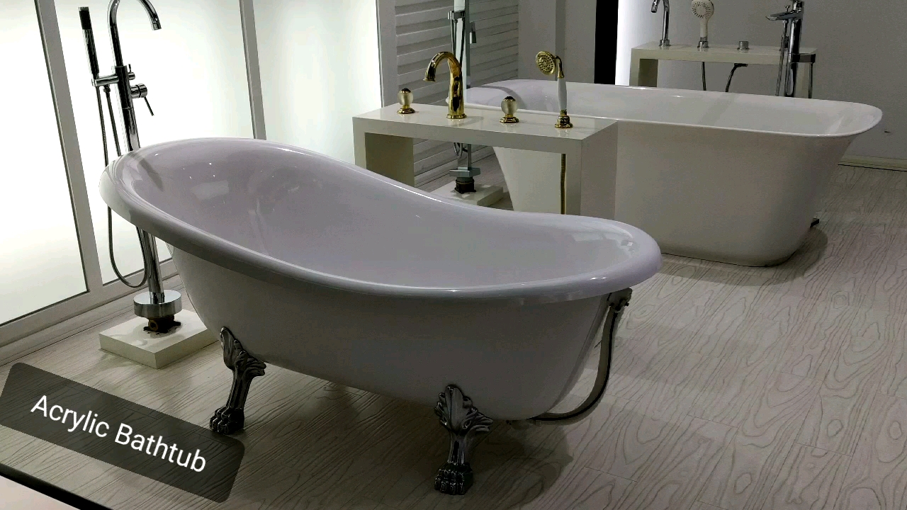 Classical Luxury Red Acrylic Freestanding Bathtub Mini Clawfoot Bath